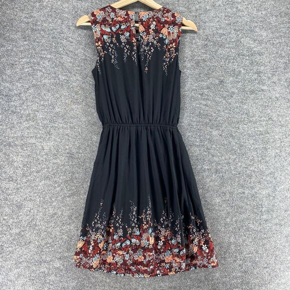 5/$45 New Maurices Dress Women XS Black Floral Sheath Midi Sleeveless Hook & Eye - Picture 2 of 10